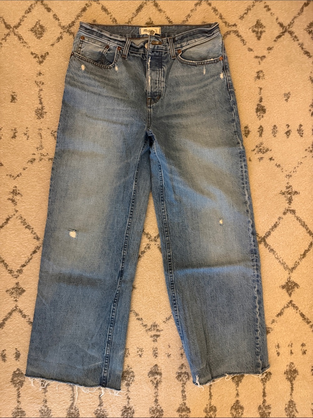 Madewell Wide Leg Distressed Blue Jeans